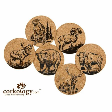 CORKOLOGY Large Mammals Cork Coaster Sets CO99636